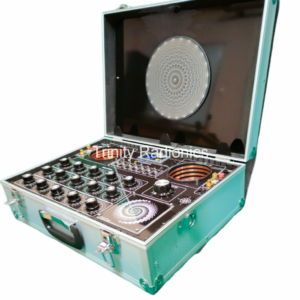 The Iapetus 10 dial radionics machine in teal case with dials