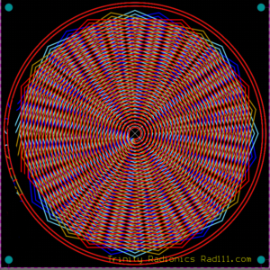 Octagon Radionics Scalar Antenna blueprint design with multi-colored octagon coils