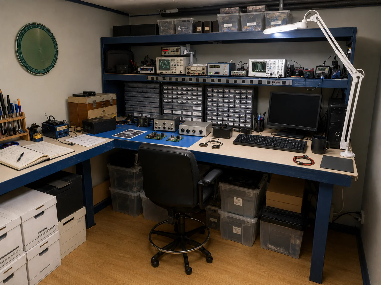 Trinity Radionics workshop bench in Larisa Greece